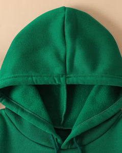 Women's Green Hooded Eco-Friendly Polyester/Cotton Knitted Casual Pullover Sweatshirt with Front Pocket Winter Wear - Product Image 4