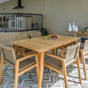 Juego de Comedor para Jardín OEM/ODM, Muebles de Exterior con Estructura de Aluminio, Mesa de Ratán y Madera, Sillas con 4/6/8 Asientos, Cojines de Tela Personalizados - Product Image 2
