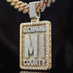 จี้โลโก้ Fully Ice Charm ชุบทอง ประดับเพชร VVS คุณภาพสูงสั่งทำพิเศษ เงินแท้ 925 สร้อยคอคลาสสิกสำหรับงานปาร์ตี้ - Product Image 2