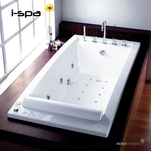 อ่างอาบน้ำอะคริลิคทรงสี่เหลี่ยมแบบฝัง I-Spa รุ่นโมเดิร์น พร้อมระบบนวดและไฟหลากสี ความยาว 1.9 เมตร สำหรับใช้ในโรงแรมและวิลล่า - Product Image 1