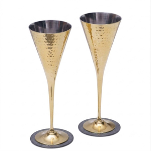 Juego de Copas de Vino Martilladas de Gran Calidad, Copas de Vino de Metal Grabadas a Mano para Decoración de Hogar, Bar y Bodas, Cáliz Chapado en Oro Vintage - Product Image 3