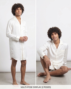 Silk Satin Long Sleeve <b>Nightshirt</b> Dress <b>Men</b> Button Up Turn Down Collar Satin Long Shirt <b>Men's</b> - Product Image 4