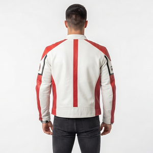 Veste en cuir premium pour homme, veste de motard classique, veste en cuir véritable, coupe ajustée, veste d'extérieur pour homme - Product Image 2
