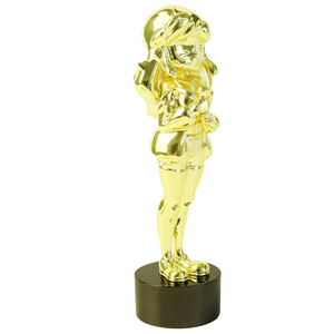 Statuette de chanteuse en métal doré, sculpture artisanale, trophée de concours de chant personnalisé avec gravure, vente en gros - Product Image 2