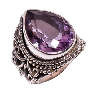 อเมทิสต์ธรรมชาติแหวนพลอยแหวนเงินแท้925เครื่องประดับแฮนด์เมดขายส่งแหวนเงินผู้ผลิต - Product Image 1