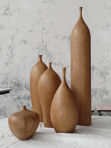 Florero de madera maciza hecho a mano de arce, adornos decorativos para el hogar y la oficina, maceta rústica ligera hecha a mano, Año Nuevo Chino - Product Image 2