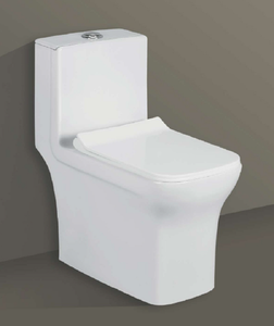 FOURSQUARE-5002 Inodoro de una pieza sanitario con descarga por arrastre, moderno, con sifón en P alargado, para villas, baños escolares y hoteles - Product Image 2