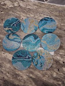 Beautiful Handmade Embroidery Customized Shape Seed Beads <b>Table</b> <b>Protectors</b> with Floral Embroidery and Beaded Detailing - Product Image 4