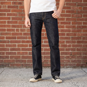 Special Mattella 21oz Mid Japanese Vintage Straight Style Motorcycle <b>Red</b> Line Selvedge Raw Denim <b>Jeans</b> <b>Men</b> Winter Dark Wash - Product Image 3