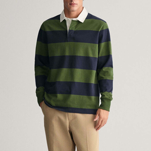 Men's Striped Long Sleeve Polo <b>Shirt</b> Button Down <b>Collar</b> Casual Knitted Autumn Wear - Product Image 1
