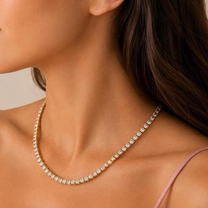 Wholesale Round Lab Grown Diamond DEF Color VS VVS Clarity IGI Certified 10K 14K 18K Solid Gold Tennis Necklace Wedding Jewelry - Product Image 4