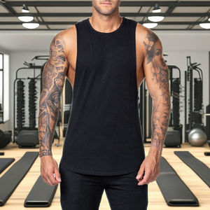 Camiseta sin mangas 100% algodón de secado rápido para deporte, entrenamiento, gimnasio, fitness, estilo musculoso, con logo personalizado, venta al por mayor - Product Image 2