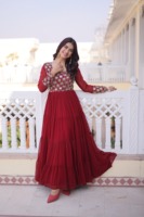 Dernières collections de robes Anarkali pour femmes, en matière de faux georgette fantaisie, pour mariage, à prix bas et de qualité supérieure