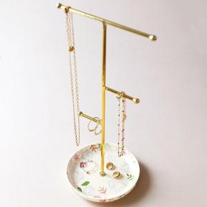 Golden Floral Jewelry <b>Stand</b> With <b>Bird</b> Tag Multi Functional Organizer For Necklaces Earrings Bohemian Decorative Display Tray - Product Image 4