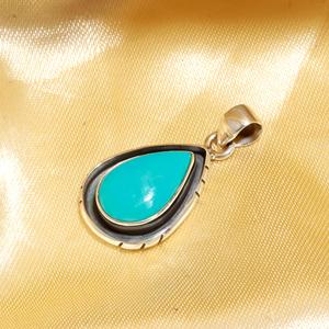 Piedra Preciosa de Turquesa de Arizona de Alta Calidad, Diseño Único, Corte de Piedra Tallada, Colgante en Plata de Ley 925, Joyería Bohemia - Product Image 2