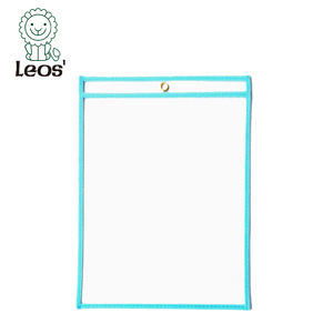 Protège-documents en PVC transparent réutilisable de qualité supérieure, avec coutures colorées, pochettes effaçables à sec pour le bureau et l'école - Product Image 6