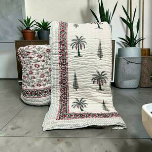Printed Jaipuri Block Double Bed Hand <b>Quilt</b> Razai 90x108 Cotton <b>Bedding</b> Traditional Indian Home Decor Soft Luxury <b>for</b> Daily Uses - Product Image 1
