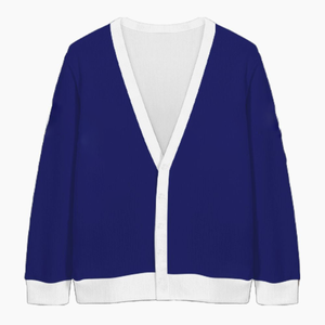 Cardigans pour hommes bleus et blancs tendance, en gros, pulls d'hiver à manches longues en laine et coton respirant, style décontracté - Product Image 1