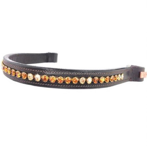 Bride équestre en cuir de haute qualité avec cristaux, sangle de front courbée faite à la main avec strass, design personnalisé - Product Image 1