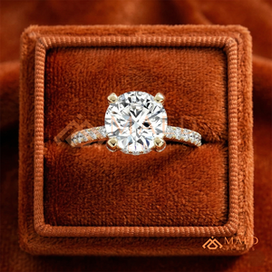 Anillo de Moissanita con Corte Redondo Chapado en Oro de 14K, Elegante Anillo de Compromiso y Promesa para Mujer, Joyería para Uso Diario, Regalo, Diseño Clásico, Nuevo - Product Image 4