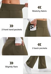 Leggings noirs taille haute pour femmes, coupe ajustée, tricotés en coton et élasthanne, couleur unie, respirants, longueur intégrale, pour l'hiver et le quotidien - Product Image 5