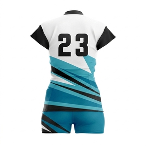 Conjunto de Uniforme de Voleibol para Mujer, Diseño Sublimado a Rayas, Absorbente de Humedad, Manga Corta Ajustada, Ropa Deportiva para Todas las Temporadas - Product Image 2