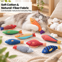 Jouet pour chat en forme de poisson doux avec clochette et herbe à chat