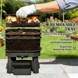 Bac de compostage vert foncé avec aérateur efficace pour le compostage - Product Image 4