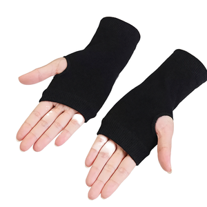 Unisex Black Fingerless Gloves Stretch Knit <b>Wrist</b> <b>Warmers</b> Outdoor Cycling Fitness Training Gloves for Men Women Sports Daily Use - Product Image 6