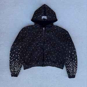 Sweat-shirt à capuche unisexe en strass et diamants pour l'hiver, décontracté, streetwear, surdimensionné, de haute qualité, avec poche, respectueux de l'environnement - Product Image 2