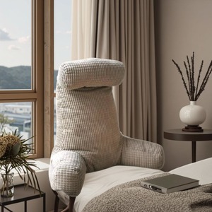 OEM Factory Customizable Woven Linen U-Shape Memory Foam Filling Anti Dust Mite Solid Pattern <b>Reading</b> Bed Rest <b>Pillow</b> Washable - Product Image 3
