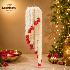 Trending Indian Artificial Jasmine Rose <b>Flower</b> Chandelier Wedding Graduation Decoration Ceiling Balcony Garden Jhumar Home <b>Decor</b> - Product Image 4