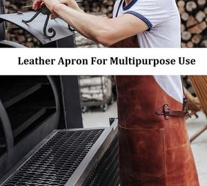 100% delantal sin mangas con babero de Chef/peluquero de cocina de cuero genuino en marrón negro para profesionales - Product Image 3