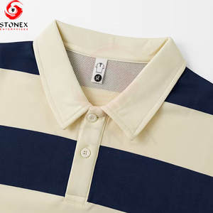 เสื้อยืดแขนยาวผู้ชายคุณภาพสูง ผ้าฝ้าย 100% คอปก ลายทาง สวมใส่สบาย ระบายอากาศได้ดี เป็นมิตรกับสิ่งแวดล้อม เหมาะสำหรับฤดูร้อน รับสั่งทำ - Product Image 5