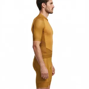 Traje de Ciclismo de Una Pieza para Hombre, con Bloques de Color, Manga Corta, Cierre Frontal, Transpirable, para Bicicleta de Carretera - Product Image 2