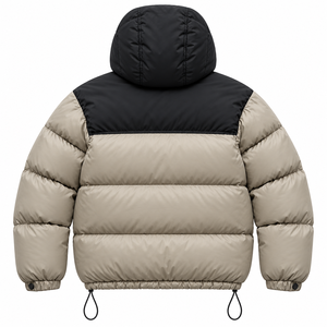 Blouson d'hiver matelassé à capuche pour homme en toile résistante à l'eau, col montant, fermeture éclair, logo personnalisé positionné à l'avant, idéal pour l'extérieur - Product Image 2