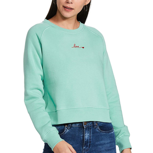 Sweat-shirt brodé pour femme, respirant, personnalisable, prix abordable, service OEM, 100% coton molletonné, col rond, uni, logo personnalisé - Product Image 1