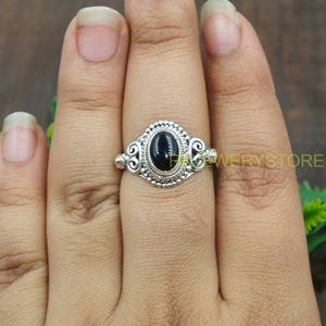 Natural Black Onyx 925 Sterling <b>Silver</b> Handmade <b>Ring</b> Vintage Boho <b>Statement</b> <b>Ring</b> Gemstone <b>Ring</b> for Women Wholesale Jewelry Her - Product Image 3