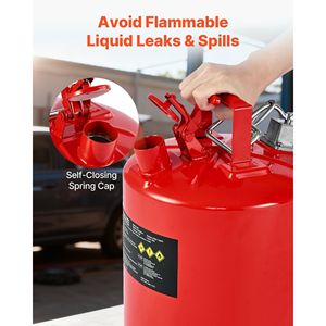 Bidon de carburant en acier inoxydable de 5 gallons, type II, rouge, avec pare-flamme et couvercle auto-fermant pour le stockage d'essence - Product Image 2