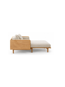 Scandinavian Solid Wood Frame Sofa <b>Bed</b> with Fabric Cushions and Convertible Design for Living Room 3 Seater - Product Image 4