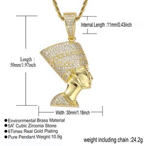 Egyptian Queen Nefertiti Moissanite Diamond Pendant Pharaoh Queen Pendant Gold Vermeil Moissanite <b>Charm</b> - Product Image 6