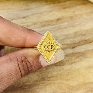 Anillo de Ojo Turco de Diseño Único, Anillo Boho de Latón para Mujer, Chapado en Oro de 18k, Anillo Geométrico de Protección, Estilo Tribal Vintage, Venta al por Mayor/OEM/ODM - Product Image 4