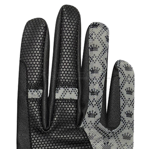 Gants d'équitation d'hiver légers en cuir noir à doigts complets, avec sangle à paillettes, antidérapants, respirants, compatibles écran tactile, personnalisables, vente en gros - Product Image 4