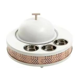 Casserole de luxe à double paroi isolée en métal avec couvercle en dôme, plat de service moderne pour buffet et traiteur - Product Image 6