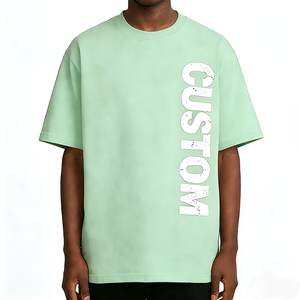 T-shirt urbain personnalisé pour homme, coupe oversize, 100% coton épais 260 g/m², avec patch, lavage vintage, vierge, impression DTG, vente en gros OEM - Product Image 1