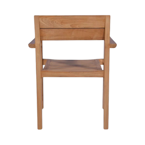 Chaise de jardin en teck naturel, chaise de salle à manger d'extérieur, fauteuil à assise à lattes pour patio, cour, villa, mobilier de salle à manger - Product Image 2