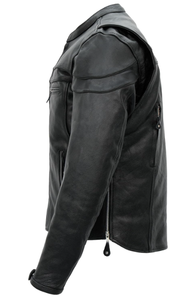 Blouson de motard ventilé en cuir véritable noir pour homme, personnalisé, avec double passepoil, style racer, OEM ODM, grandes tailles, vente en gros - Product Image 6