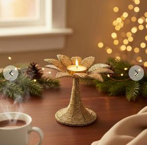Handmade Metal flower Candle Stand Round Shape Home Decoration Gold Finish - Product Image 3