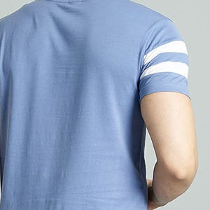 Camiseta Casual de Punto para Hombre, de Alta Calidad, Azul a Rayas, Manga Corta, Cuello Redondo, Corte Regular - Product Image 5