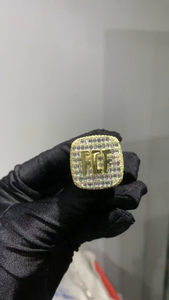Luxury Moissanite Iced Square <b>Initial</b> Letter <b>Ring</b> 925 Silver Rhodium Plated Hip Hop Statement Jewelry Gift for Men Women - Product Image 6